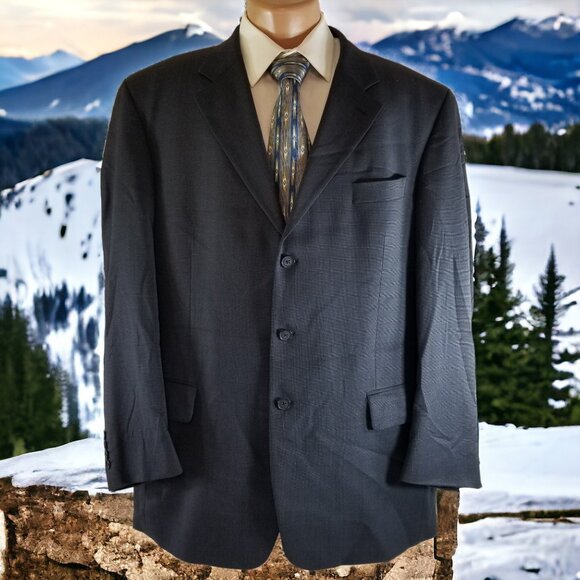 S Cohen Men's 46L Blue Check 100% Wool Suit Pants 42X30 & Tie 11022 - Picture 3 of 12